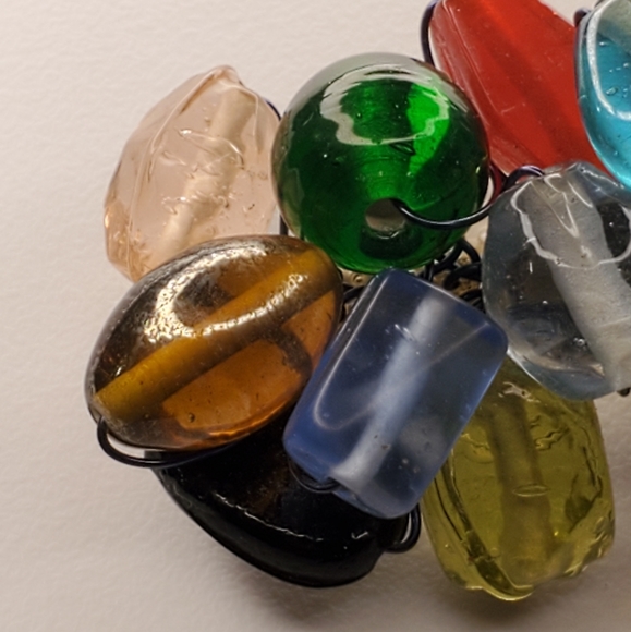 Brooch Venetian Italian lampwork murano beads glass artisan handmade Vintage OLD - Picture 3 of 12